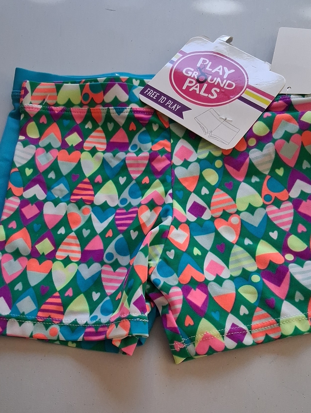 New 2 Playground Pals Heart Print Shorts - Teal Multi